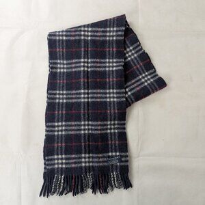 Authentic Burberry Blue Check Lambswool Scarf
